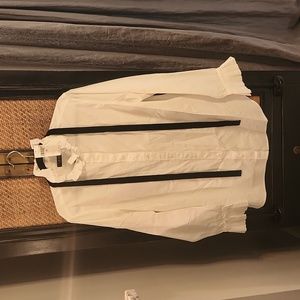 Lauren by Ralph Lauren White Buttonup with Ruffle Detail